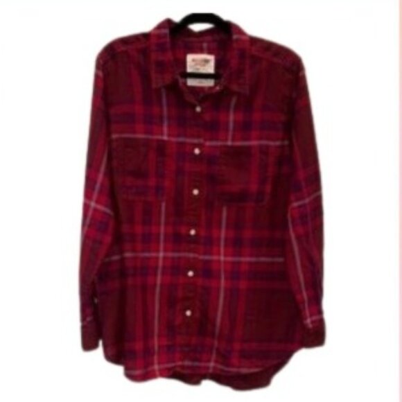 Mossimo Supply Co. Medium Red Plaid Flannel Button Down Shirt Top - Picture 4 of 4